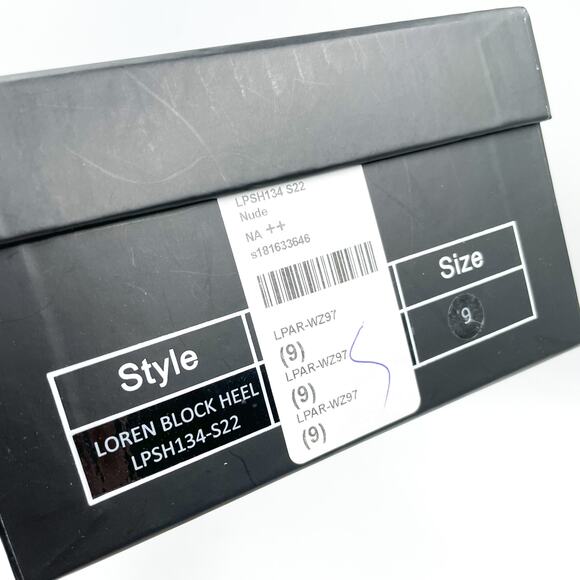 LPA Loren Block Heel Sandals Tan Leather Strappy Ankle Wrap Sz 9 Square Toe - Picture 11 of 11